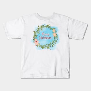 Merry Christmas Wreath Kids T-Shirt